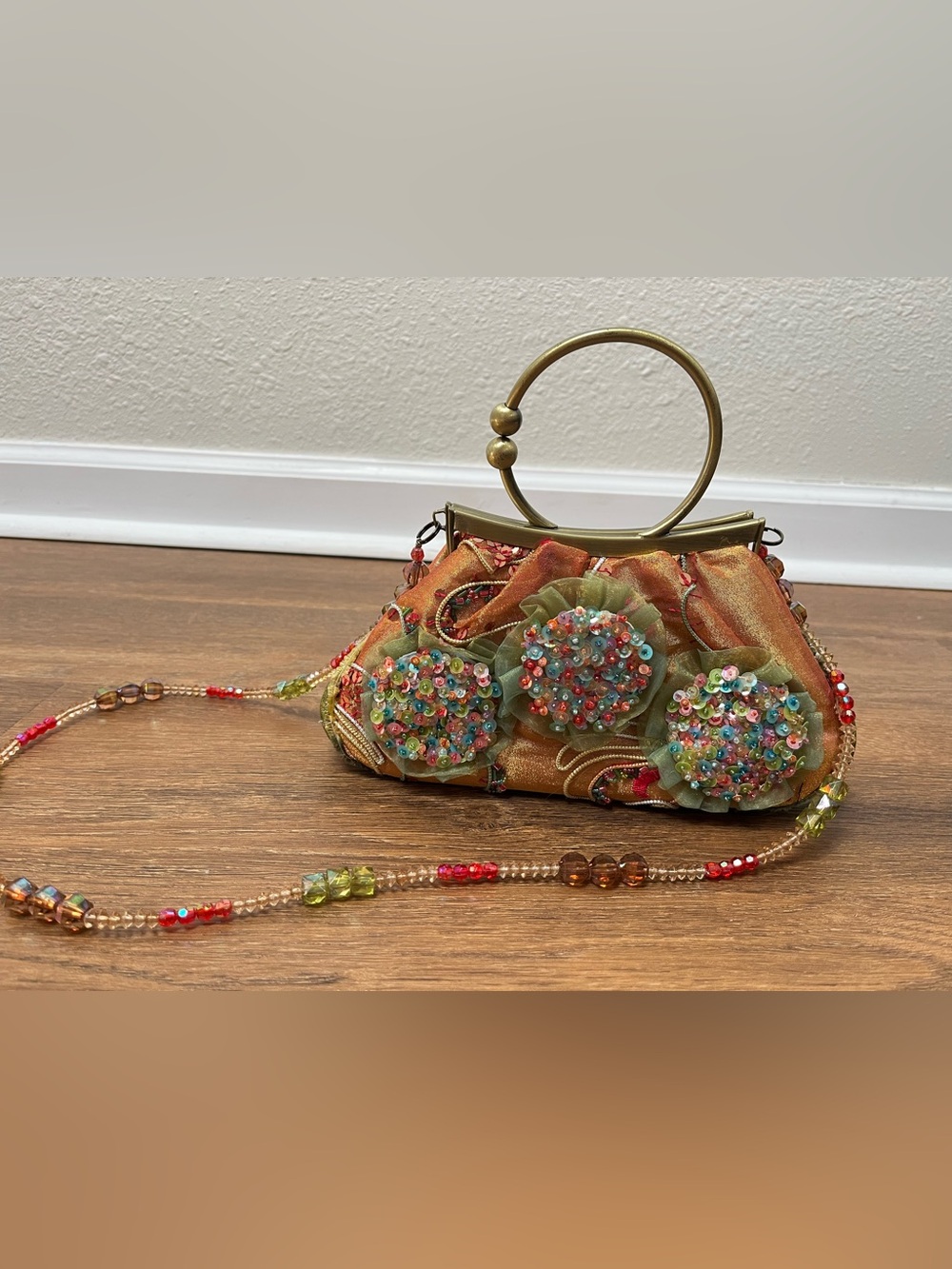 Mary Frances Fabric and Sequin Ring Clutch